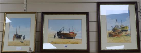 David Harbour A.E.M.A., 3 watercolours, Marine scenes, signed, largest 25 x 34cm